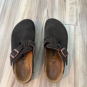 Birkenstock Brown Suede Boston Clogs